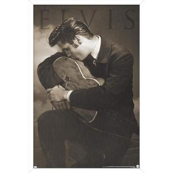 Trends International Elvis Presley - Sepia Guitar Framed Wall Poster Prints