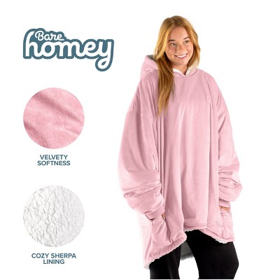 Oversized Light Pink and Purple Sherpa Wearable Blanket
