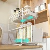 2-Tier Pull Out Cabinet Organizer, Duty Slide Out Pantry Shelves Drawer Storage Fixed with Adhesive Film, Sliding Mesh Cabinet Basket , White - 3 of 4