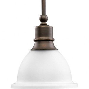 Progress Lighting, Madison Collection, 1-Light Mini-Pendant, Brushed Nickel, Etched Glass Shade - 1 of 2