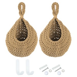 Unique Bargains Handmade Natural Durable Space-saving Hanging Basket 2 Pcs - 1 of 4