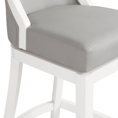 Ellie 22.5" White Rubberwood Swivel Bar Stool with Memory Return