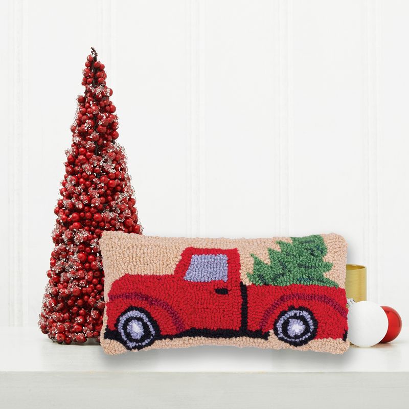 C&F Home 6" x 12" Christmas Truck Hooked Petite Throw Pillow, 3 of 7