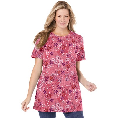 Woman Within Women's Plus Size Perfect Printed Crewneck Tunic