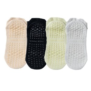 Anna-Kaci 4-Pack Women's Mesh Top Non-Slip Yoga Socks with Full Sole Grips and Breathable Lightweight Fabric - 1 of 4