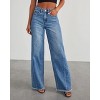 Mocamel Women's High Waist Wide Leg Denim Jeans with Frayed Hem Light Blue & Black - 4 of 4