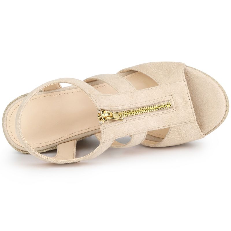 Allegra K Women's Platform Heels Slingback Zipper Wedge Sandals, 4 of 7