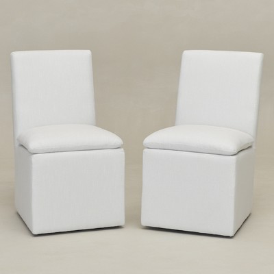 KINWELL 21"W Performance Fabric Dining Chair with Casters (Set of 2)
