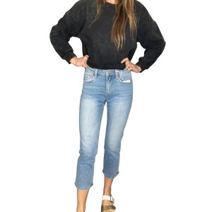 Women's HIGH RISE CROPPED STRAIGHT JEANS - LOVERVET - 1 of 4