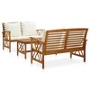 vidaXL Patio Lounge Set - 3 Piece Vintage-Style Solid Acacia Wood - Includes Benches, Coffee Table & Cushions - 2 of 4