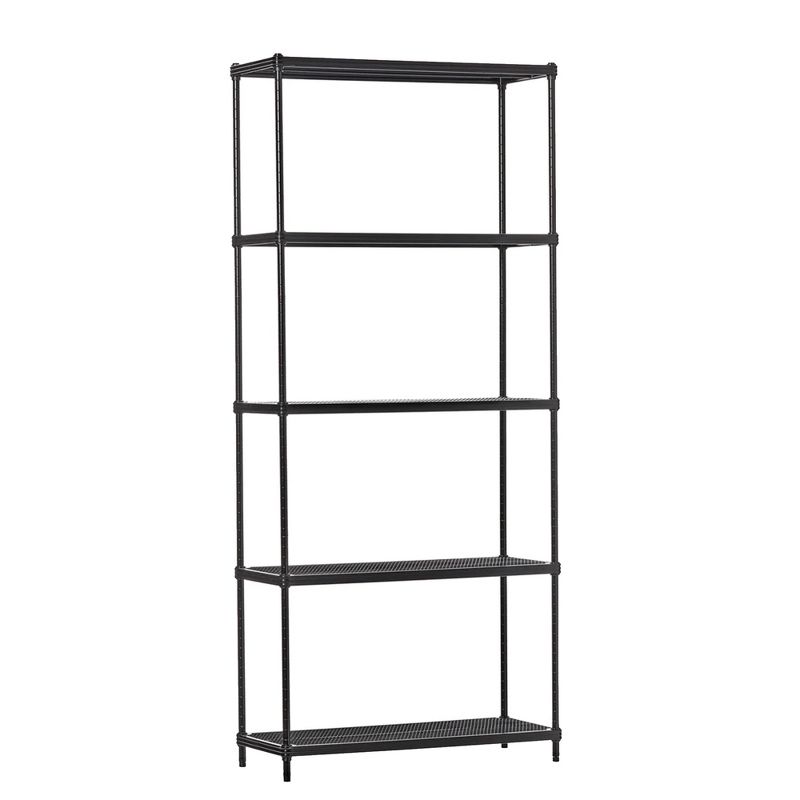 Design Ideas MeshWorks 5 Tier Full Size Metal Storage Shelving Unit Bookshelf, for Kitchen, Office, and Garage, 31.1" x 13" x 70.9", Black, 3 of 7