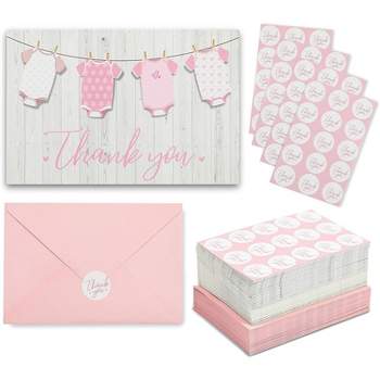 48 Pack Pink Blank Cards and Envelopes, 4x6 Printable Greeting Cards for  Baby Showers, Thank You Notes, Wedding Invitations, Birthdays 