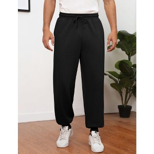Men's Casual Lounge Pajama Yoga Jogger Pants Open Bottom Sweatpants with Pockets - 1 of 4