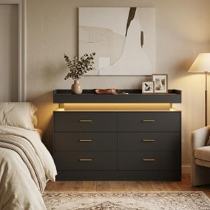 6 Drawer Dresser, Chest of Drawers for Closet with Floating LED Lights &  Charging Station, Drawer Cabinet for Bedroom, Living Room, 47.24"w pink :  Target