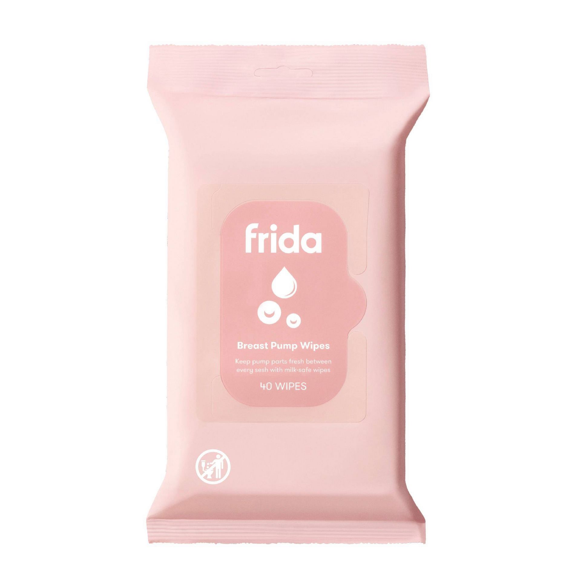 Frida Mom Breast Pump Wipes, Travel Essential Accessory Set for Breastfeeding Moms - 40ct