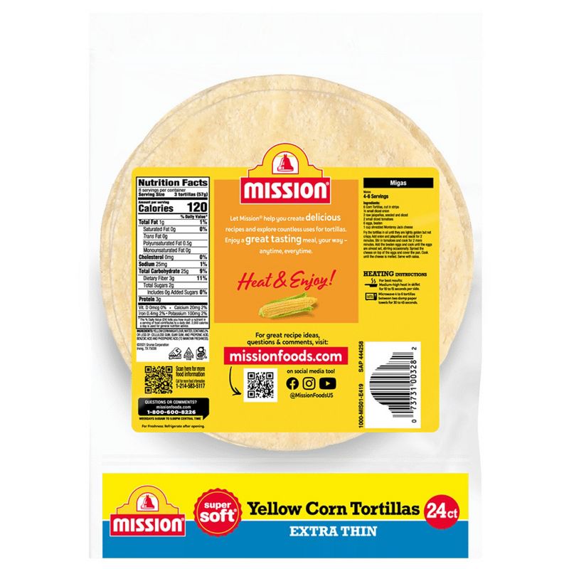 Mission Gluten Free Extra Thin Yellow Corn Tortillas - 5.6oz/24ct, 2 of 5