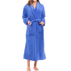 ADR Women's Plush Fleece Wrap Around Robe, Long Cozy Warm Lounge Bathrobe - 1 of 4