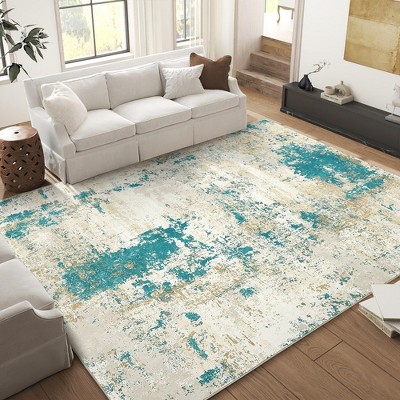 Colorful Abstract Area Rug, Modern Washable Rugs for Living Room Non Slip Soft Luxury Bedroom Rug Large Floor Carpet