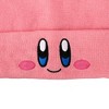 Kirby Smiling Face Pink Cuffed Plain Skull Acrylic  Knitted Embroidered Logo Beanie Hat - image 2 of 3