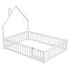 Dolonm Full House-Shaped Headboard Floor Bed with Fence, 78.2"L x 60"W x 64.8"H, Twin Size, Pine Wood - 2 of 4