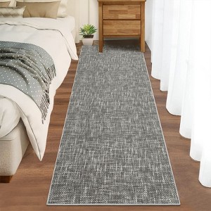Machine Washable Runner Rugs 2x6 Modern Solid Design Non-Slip Rug Runner Printed Textured Floor Carpet Runner Ultra Thin Hallway Rug - 1 of 4