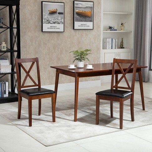 Homcom High Back Dining Chairs Set Of 2, High Back Dark Wood Dining Chairs