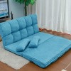Streamdale Double Chaise Lounge Sofa Floor Couch and Sofa with Two Pillows (Blue) - 2 of 4