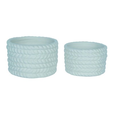 Transpac Dolomite 4 in. Off-White Spring Faux Woven Trinket Containers Set of 2