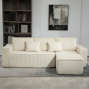 Modular Sectional Sofa Couch, Full Foam Comfy Upholstered Cloud Couch for Living Room, Modern Couch Floor Lounge Sofa, Soft Corduroy Fabric Sleeper - 1 of 4