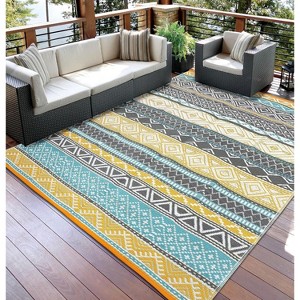 Coucheta Reversible Outdoor Rug , Waterproof Plastic Straw Patio Mat for Camping, RV & Deck, Easy Clean & Portable,Multi-Color & Size - 1 of 4