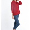 Women's 3/4 Sleeve Cowl Collar Solid Novelty Knit Top with Faux Button - Multiples - 2 of 4