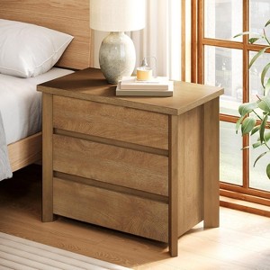 Tribesigns Wood Nightstand with 3 Drawers, Farmhouse Bedside Table with Storage for Bedroom and Small Spaces, Easy Assembly - 1 of 4