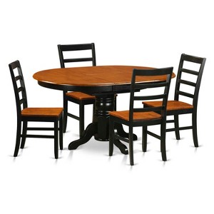 HomeStock 5-Piece Oval Black and Cherry Finish Solid Wood Top Dining table with 4 Chairs - 1 of 4