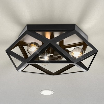 Urban Ambiance Luxury Modern Indoor Ceiling Light,  5-1/2''H x 14-5/8"W x 14-5/8''D,  Matte Black Finish, UHP4831