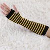 Allegra K Women's Stripe Print Knitted Fingerless Elbow Length Gloves Warmers One Size 1 Pair - 2 of 4