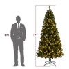 Angel Sar 7ft Pre-Lit Christmas Tree with 200 Warm LEDs, 1100 Branches, DIY Fluffing, 8 Lighting Modes, PVC Artificial Tree with Metal Base, Green - 3 of 4