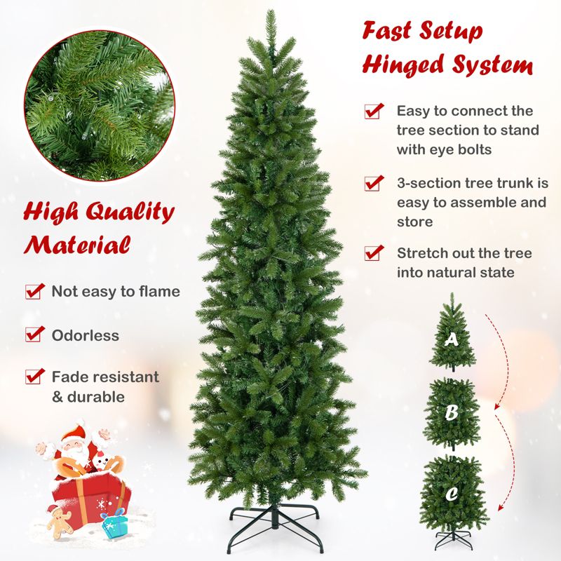 Tangkula Full Artificial Christmas Tree Pre-lit Christmas Tree w/Warm White & Multi-color LED Lights Foldable Metal Stand, 5 of 11