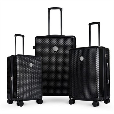 BEAFUP 3-Piece Hard Shell Luggage Set with Spinner Wheels and TSA Lock - 20", 24", 28" Lightweight Suitcases for Travel, Black