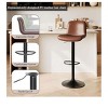 Modern Swivel Bar Stools Adjustable Height PU Leather Square Bar Chairs With Back For Kitchen Dining Room Counter Home - 3 of 4