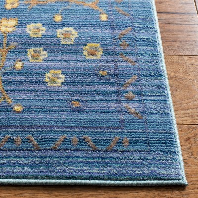 Serenity Blue Floral 27" Synthetic Area Rug