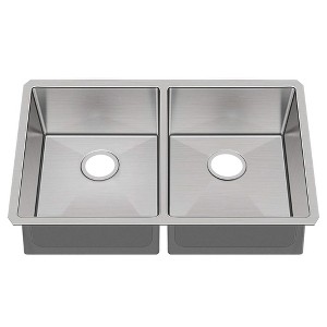 32in L X 19in W Undermount Double Bowl 16 Gauge 304 Stainless Steel Kitchen Sink (Sink Only) - 1 of 1