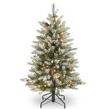 4.5ft National Christmas Tree Company Pre-Lit Dunhill Fir Artificial Christmas Tree with Snow, Red Berries, Cones with 450 Clear Lights