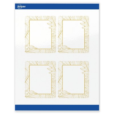 Avery Rectangle Labels, Gold Florals, 4" x 3-1/3"