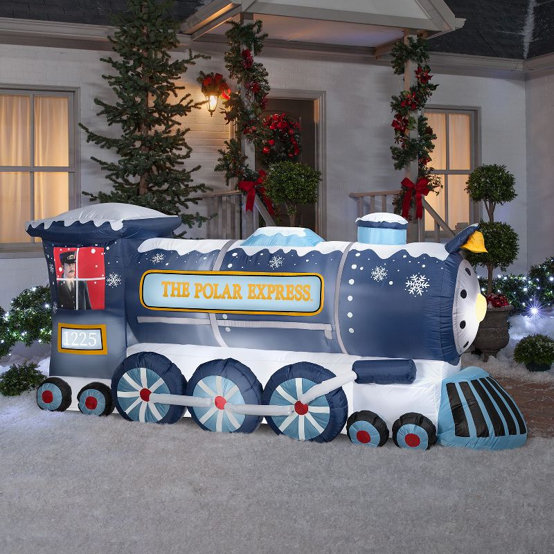 Gemmy Christmas Airblown Inflatable Polar Express Train Colossal WB, 4 ft Tall, Blue, 2 of 3