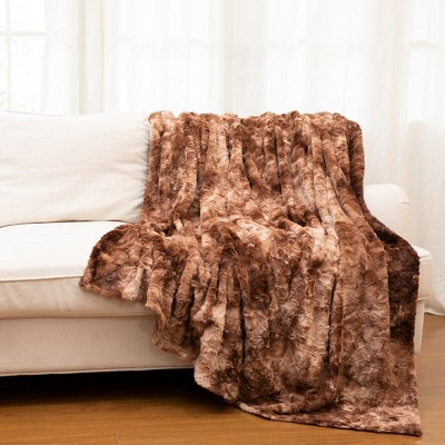 Brown Faux Fur Machine Washable Pet Blanket