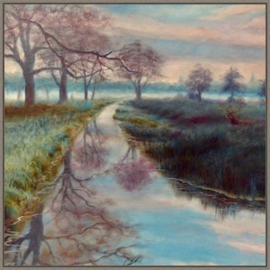 30"x30" Bushy Park by Lee Campbell Framed Canvas Wall Art Print - Amanti Art: Reflective Trees & Path Scene - 1 of 4