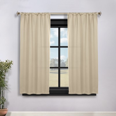 Classic Modern Solid Room Darkening Semi-Blackout Curtains, Rod Pocket, Set of 2 by Blue Nile Mills