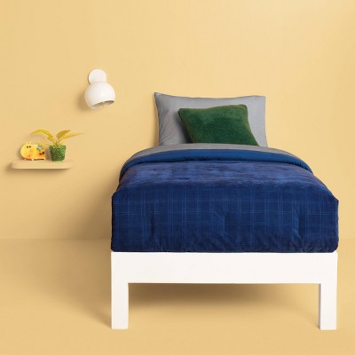 Twin/Twin Extra Long Corduroy Plaid Comforter Navy Blue - Room Essentials™