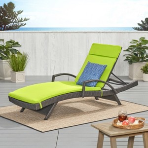 Christopher Knight Home Jessica Outdoor Rattan and Iron Adjustable Chaise Lounge with Cushion - 1 of 4