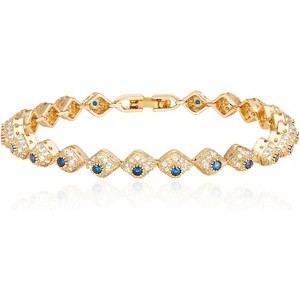 Eternity Bracelet Blue Cubic Zirconia, Sapphire Bracelet, 18K Gold Plated Hypoallergenic Bracelets -7.48inch/190mm - 1 of 4